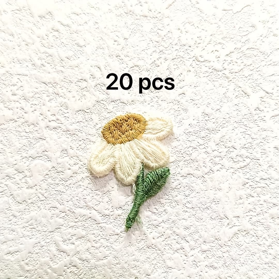 TEMU 20pcs Of High-quality Embroidered Daisy Patches For Clothing, Shoes, Hats, And Accessory Embellishments