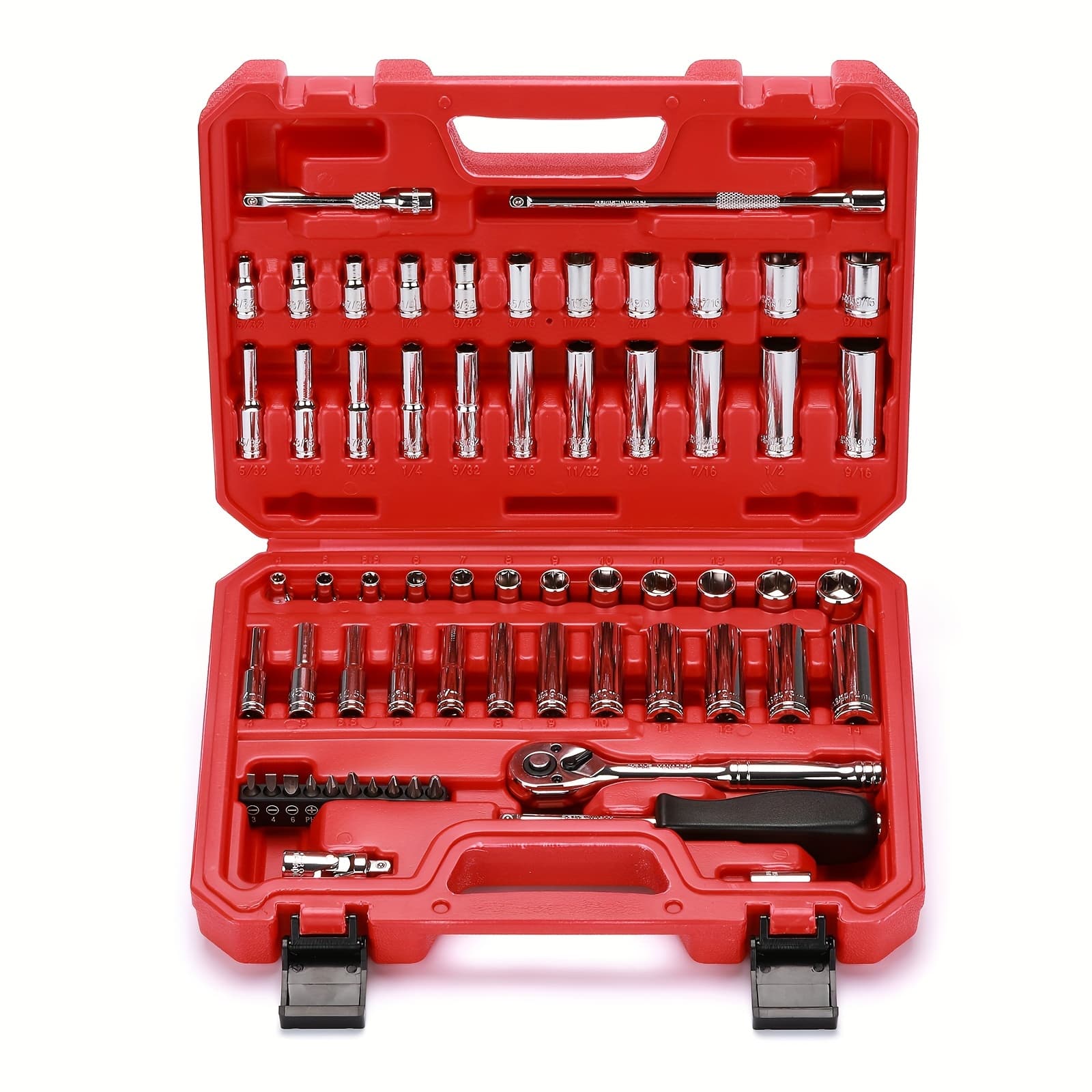 TEMU 62pcs 1/4 Inch Drive Deep&shallow Socket Set, Sae/metric, 1/4" Dr. Socket Set With Ratchet And Adapters, 5/32-inch - 9/16-inch, 4mm - 14 Mm, 1/4"drive Ratchet Socket Set,