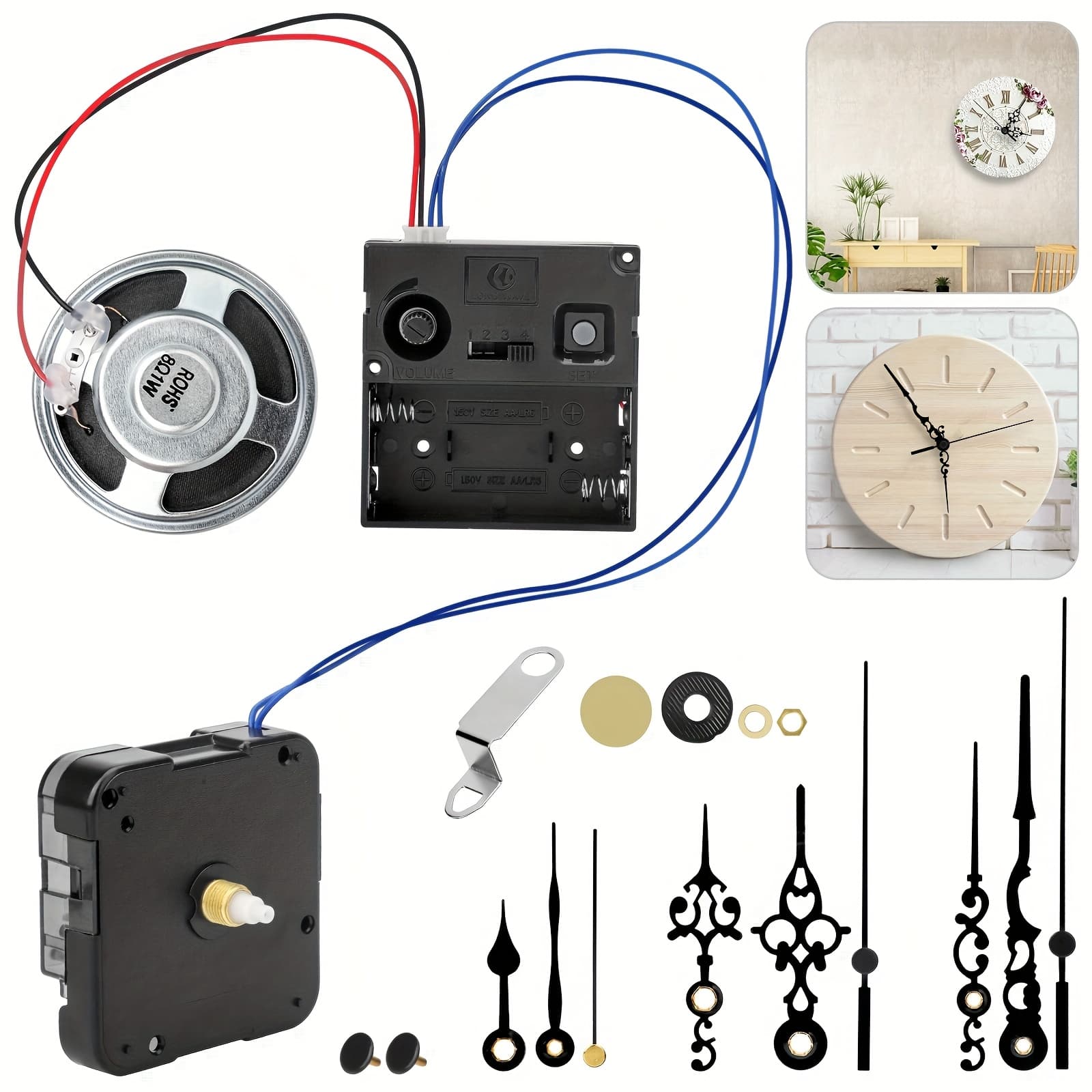 TEMU Wall Clock Movement Mechanism Kit, Clock Additions With Music Chime Box, Replacement Parts Repair Tool For Clocks