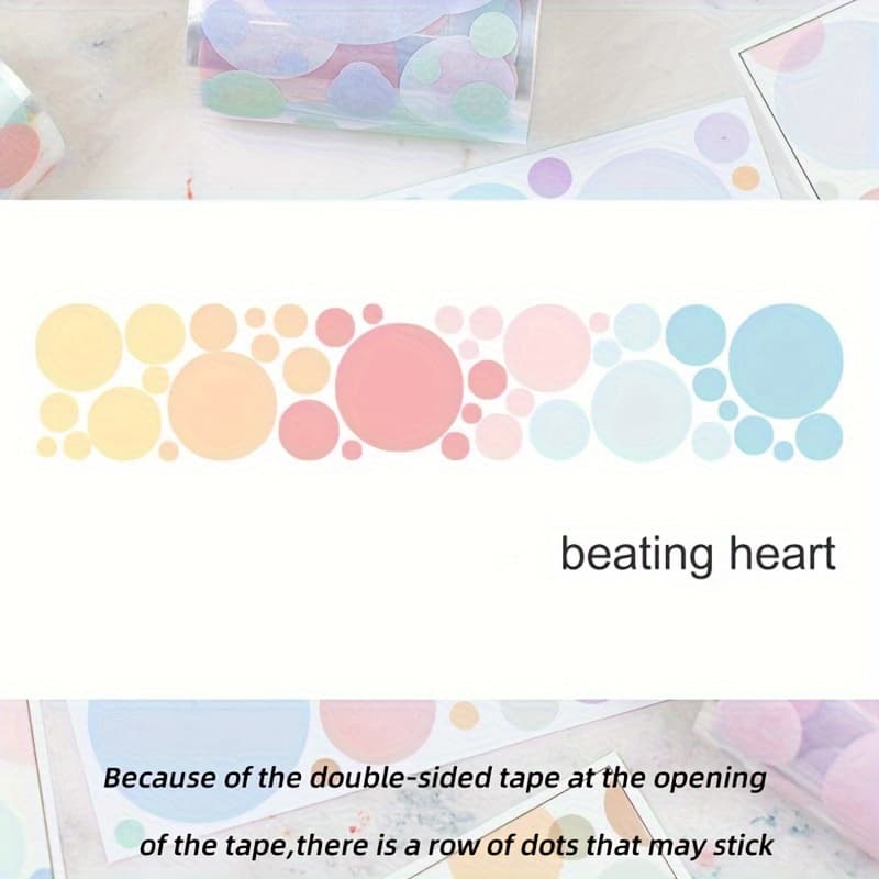 TEMU 2 Meters Full Roll Of Basic Size Polka Dot Full Roll Handbook Pet Bottom Paper Tape Die-cut Gradient And Paper Tape