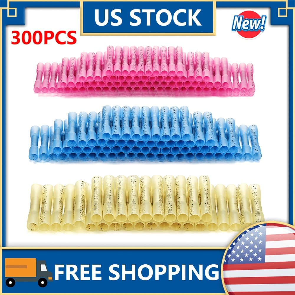 TEMU 300pcs Shrink Butt Connectors Kit - Insulated Electrical Marine Automotive Crimp Terminals For 10-26 Awg Electrical Wire