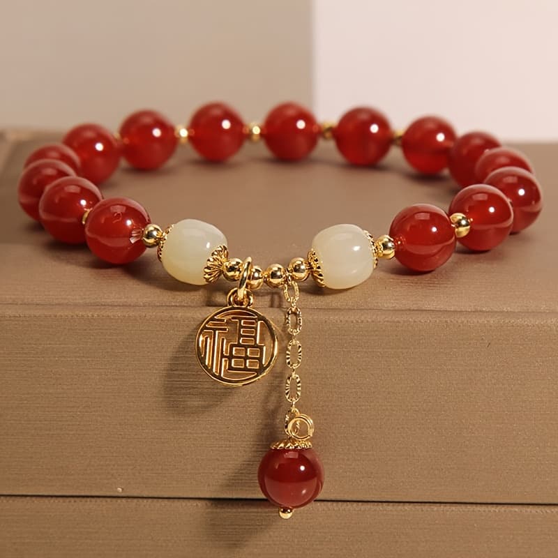 TEMU Red Agate Bracelet: Traditional Style / / Ideal Gift For / Suitable For Daily Wear And Celebratory Occasions