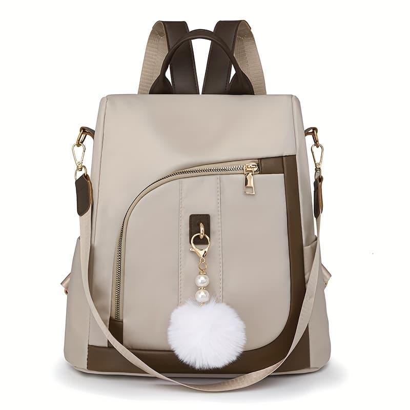TEMU Women's Stylish Versatile Backpack With Ball Charm, Simple Casual Commuter Bag
