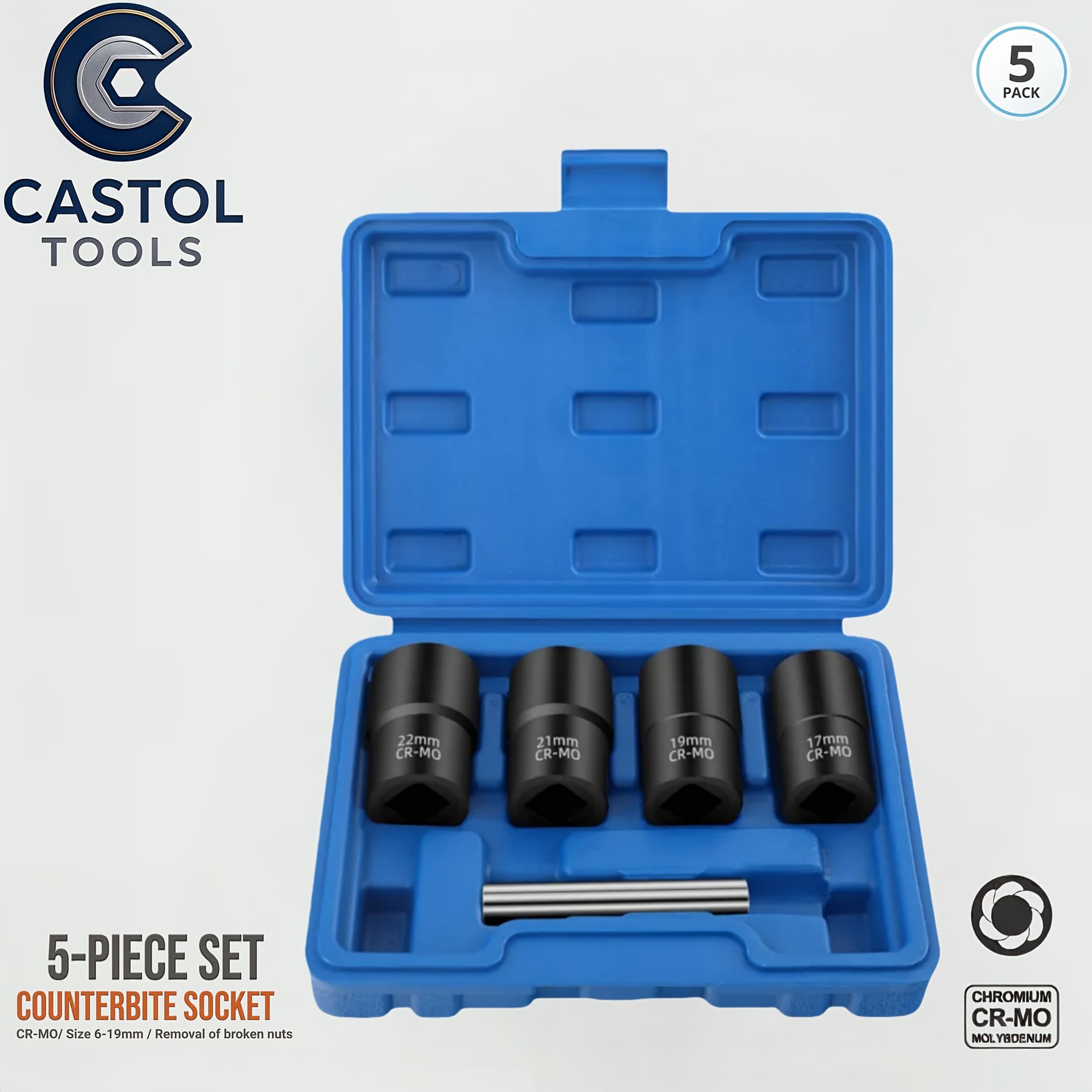 TEMU 5pcs Set Of Swivel Head Nut Socket Set - 1/2 Inch Drive Damaged Nut Lock Remover Extractor - Rusted & Stripped & Lock Nut Removal Tool Kit, Suitable For Automotive Repair Socket Set