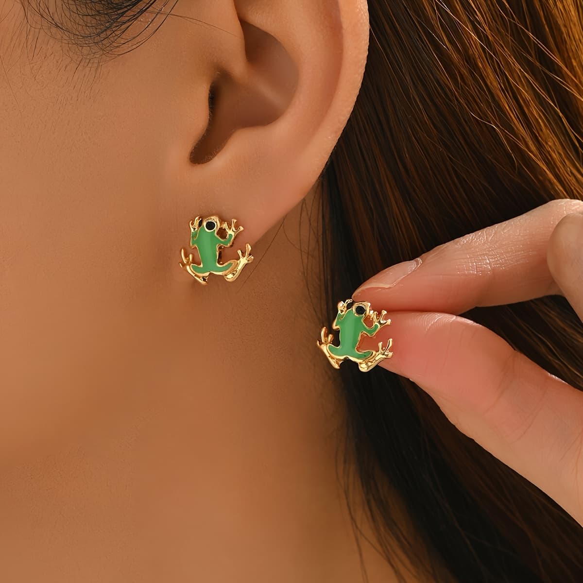 TEMU A Pair Of Small And Adorable Drip-glazed Stud Earrings