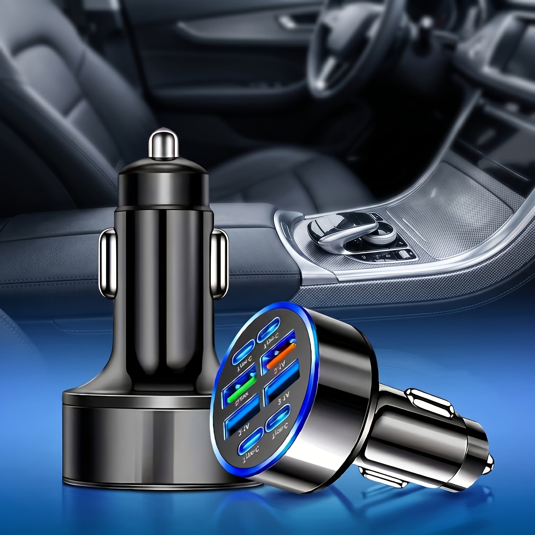 TEMU 2pcs Car Phone Charger, Qc3.0 Fast Charging, Pd+usb Dual Output, Led Indicator, Compact Portable Charging Station, Ideal For Home And Vehicle, Adapter