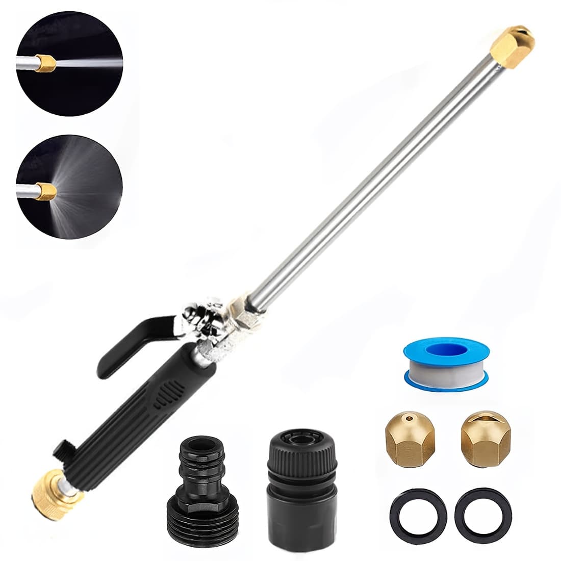 TEMU Highpressure Washing Sprayer With 2 Nozzles A Versatile Gardening Accessory And Lawn Watering Tool, Ideal For Cleaning Of Gardens And Cars. Features A Sturdy Construction, , And Hose Connection