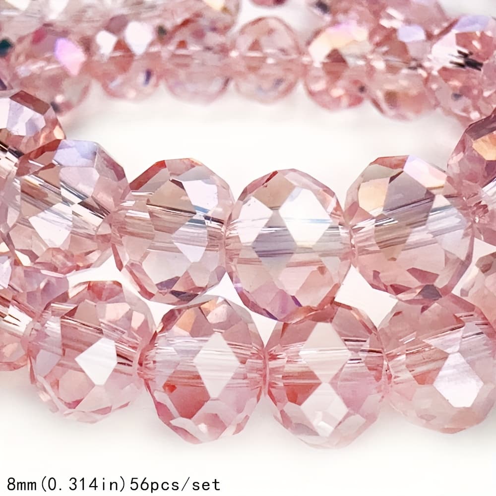 TEMU 4/6/8mm Pink Artificial Crystal Beads With Holes Beads Glass Beads Sparkling Boutique Jewelry Making Dly Handmade Bracelets Earrings Hairpin Necklace Craft Supplies Beads&bead Assortments