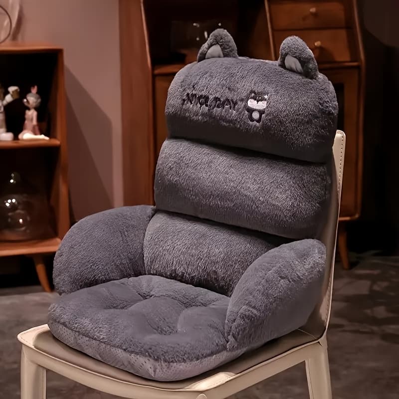 TEMU Cute Thickened Chair Cushion, Soft Seat Pad For Office Chairs With Lumbar Pillow - Home Use (65×55×35cm / 25.59"×21.65"×13.8", Gray Husky)