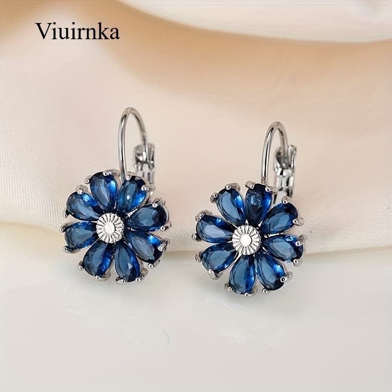 TEMU 1 Pairs Of Women's Chic Blue Hoop Earrings Set - Fashionable Accessory For Parties, Weddings & Bride - Your Style With Elegant Jewelry Pieces - Comes With A Complimentary Gift Box