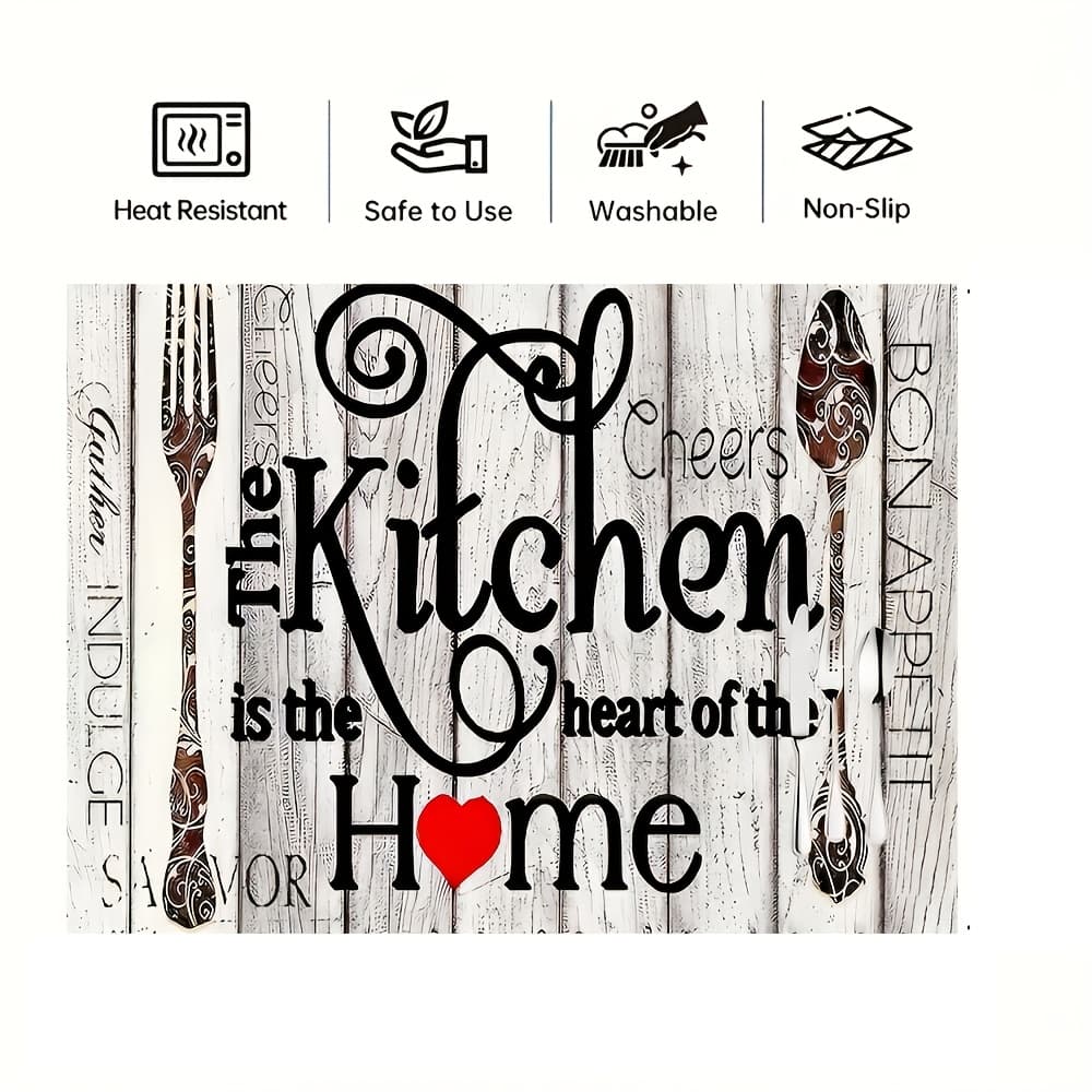 TEMU 1pc, Stove Top Protector Mat Decorative Heat Resistant Kitchen Counter Protector Mat "the Kitchen Is Of The Home" Design Multifunctional Kitchen Mat, Sizes