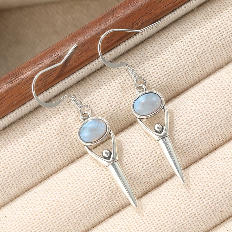 TEMU Vintage Round Inlaid Synthetic Drop Hook Earrings Geometric Silvery Color Dangle Earrings For Women Jewelry