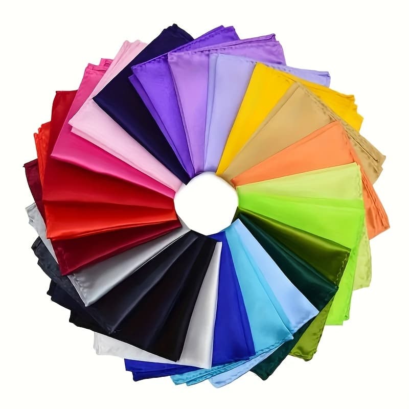 TEMU 25 Color Set Of Solid Scarves, Men' Scarves, Monochrome Square Scarves, Handkerchiefs Suitable For , Evening Parties, Holiday Activities, And Gift .
