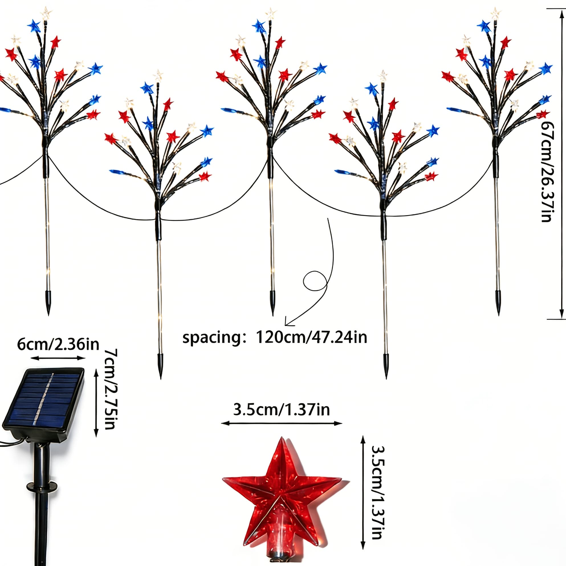 TEMU 5pcs Set Patriotic Garden Lights, Patrioticthemed, Stake Lights, For Courtyards, Outdoor Camping Ambiance, Path Lights, And Lawn Parties; Memorial Day, Day.