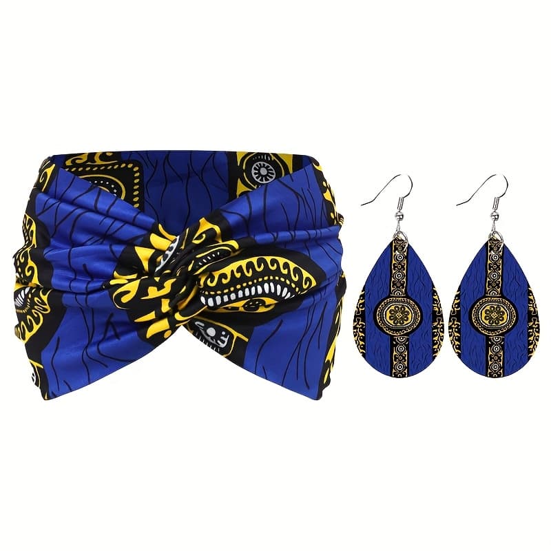 TEMU 3pcs/set Headband And Earrings Set, Wide Size Printed Fashion Hair Tie For Women, Stylish Gift For Daily Use