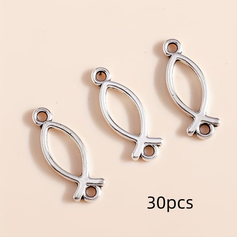 TEMU 30pcs Of Two-hole Hollow Fish Connectors, Measuring 21x8mm, Pendants Suitable For Crafting Jewelry Such As Necklaces, Earrings, And Bracelets, Perfect For Creative Handmade Projects