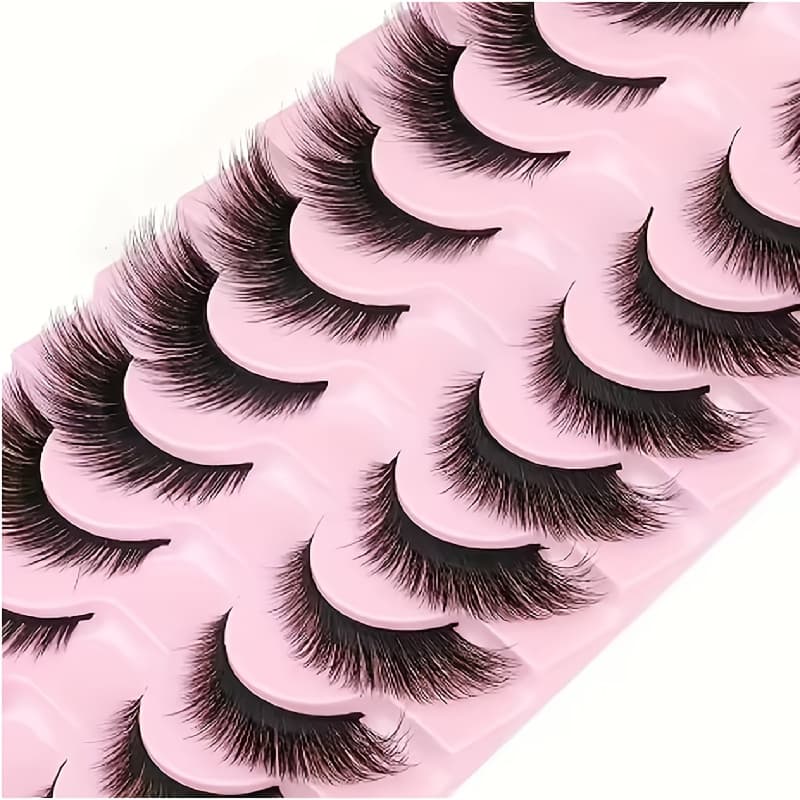 TEMU 2 Trays In Total Of 20 Pairs, 8d Cat Eye Lashes Set, Fox Style False Eyelashes Natural Look, Handmade Fluffy Fake Lashes, Lightweight, For Eye Makeup Lashes