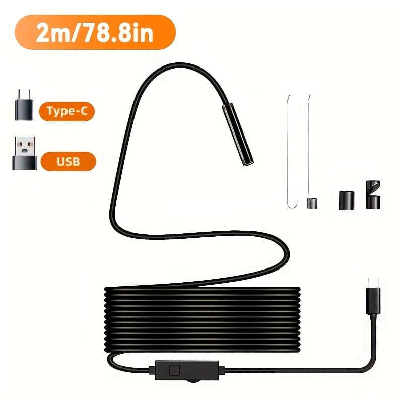 TEMU The Mobile Phone Endoscope Camera Boasts 1080p Hd Resolution, Is Rated Ip67, Features 8 Led Lights, And Includes Usb/type-c, Making It Perfect For Examining Vehicles, Pipes, Engines