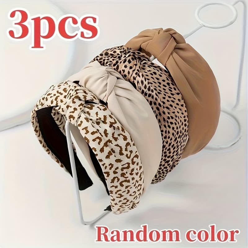 TEMU 3pcs Random Color New Knotted High Skull Top Headband Wide-brimmed Hair Pressing Headband Going Out Washing Face Versatile High-end Hair Additions