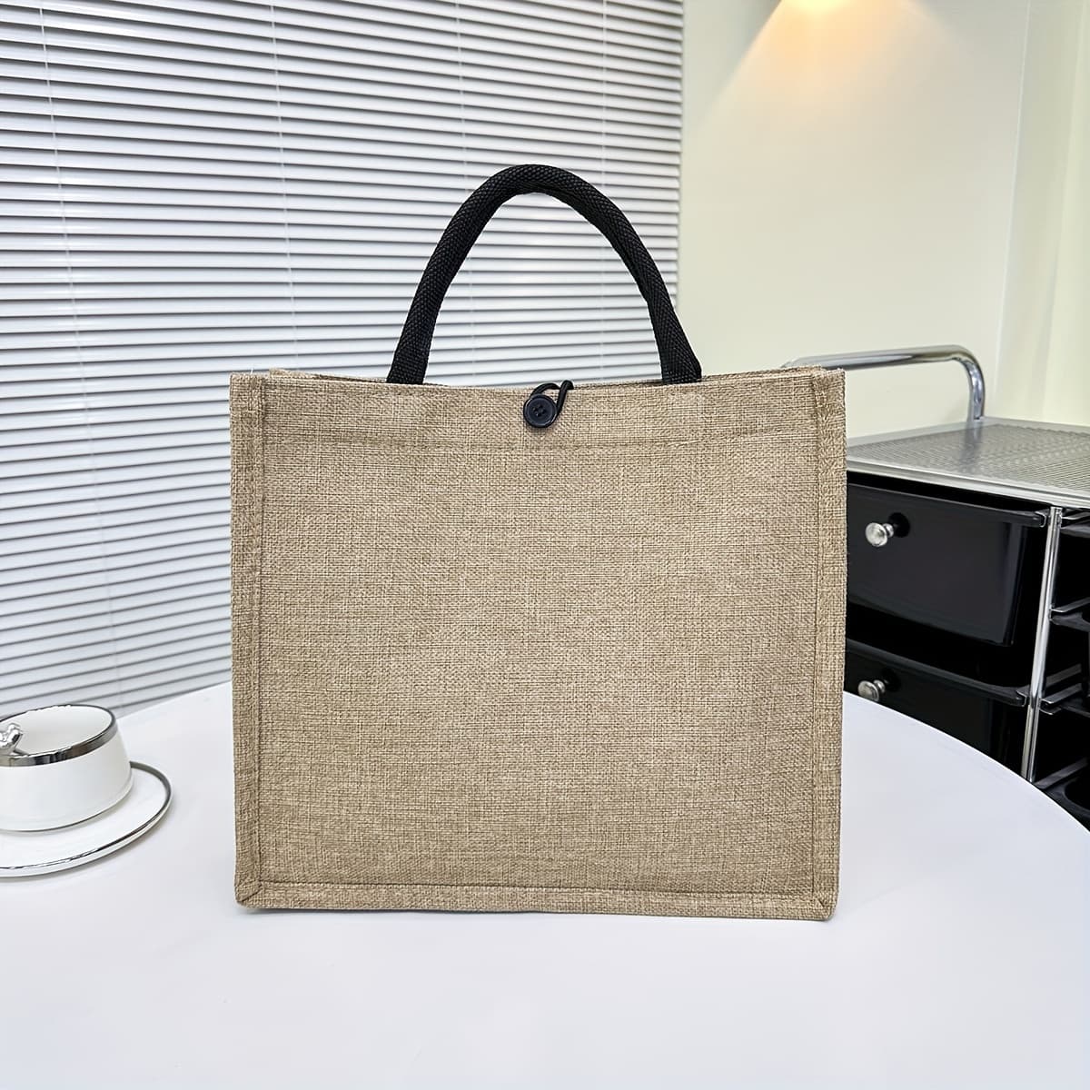 TEMU Chic Khaki Tote Bag - Spacious & Stylish, Work, Moms, And Makeup Storage