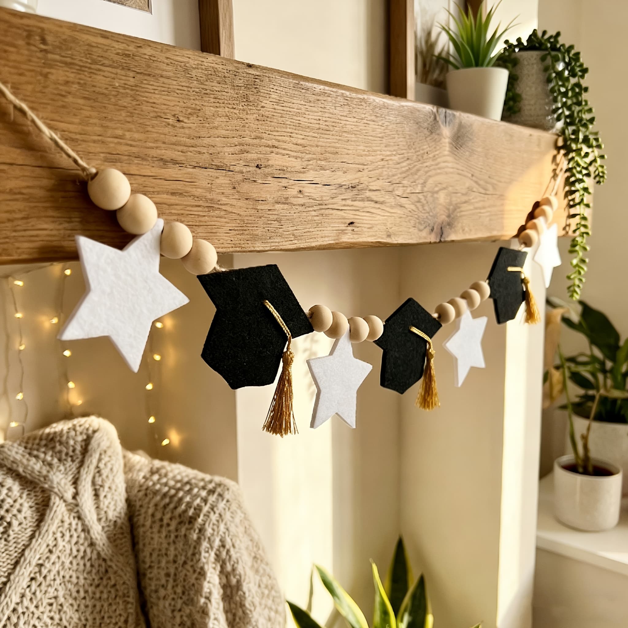 TEMU Graduation Season Felt Flag Banner Party Living Room Fireplace Decoration, Very Suitable For Graduation Season Decoration, Party Decoration Graduation Season Atmosphere ! Hat Stars Muzhu La Flag