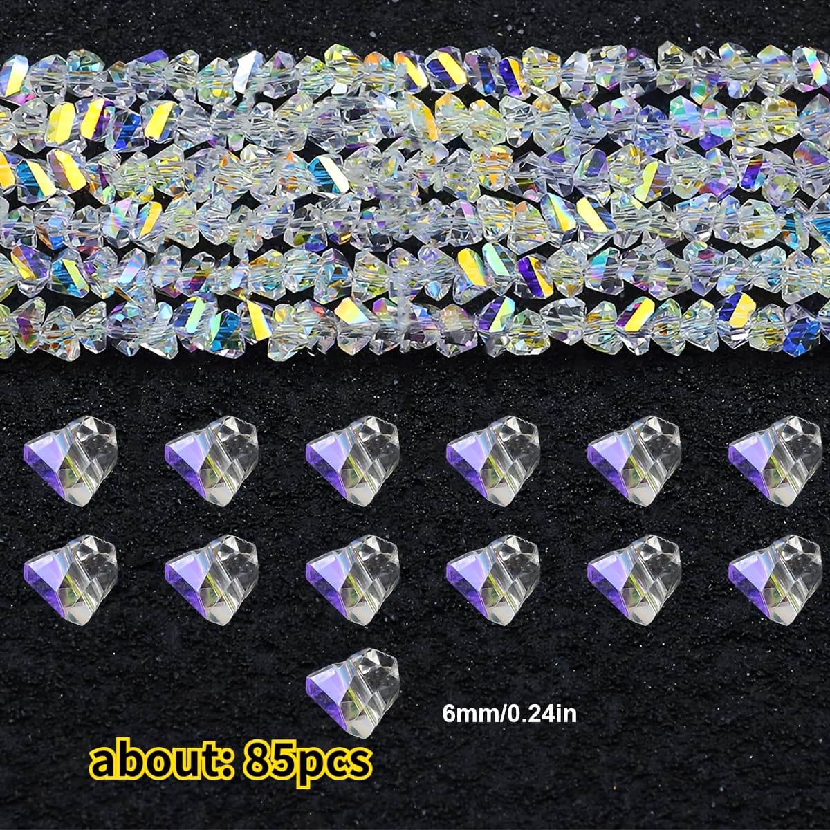TEMU 85/90/120pcs, 4/6/8mm, Ab Color, Glass Material, Suitable For Jewelry Making And Craft Decoration, , Durable Quality, Beads For Jewelry And Necklace Decoration, Craft And Necklace Making Supplies