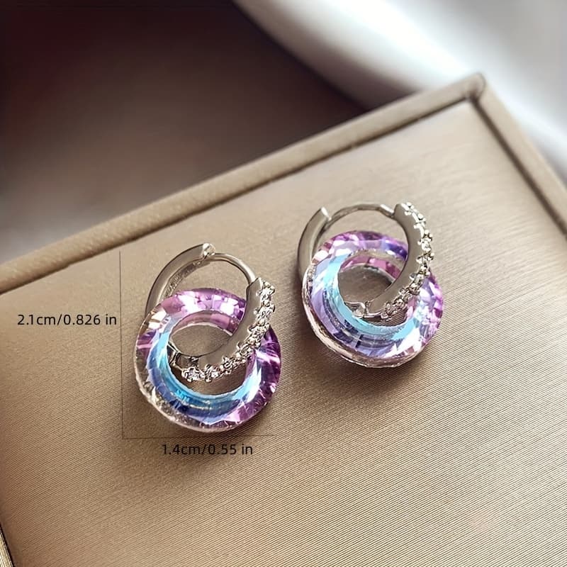 TEMU Crystal Hoop Earrings Light Luxury High-grade Sense Of Temperament Ear Earrings