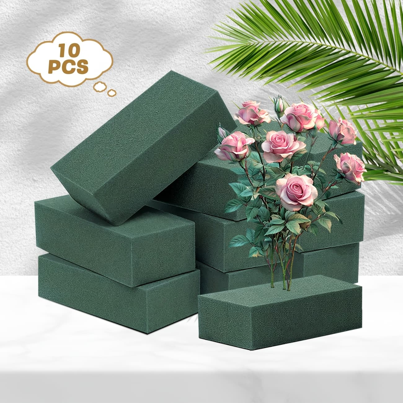 TEMU 10pcs Set Of High-density Wet/dry Floral Foam, Large Floral Foam Blocks, Rectangular 5.51in X 3.15in X 1.77in Floral Foam Cubes, Flower Arrangement Supplies, For Flower Basket Floral Arrangement