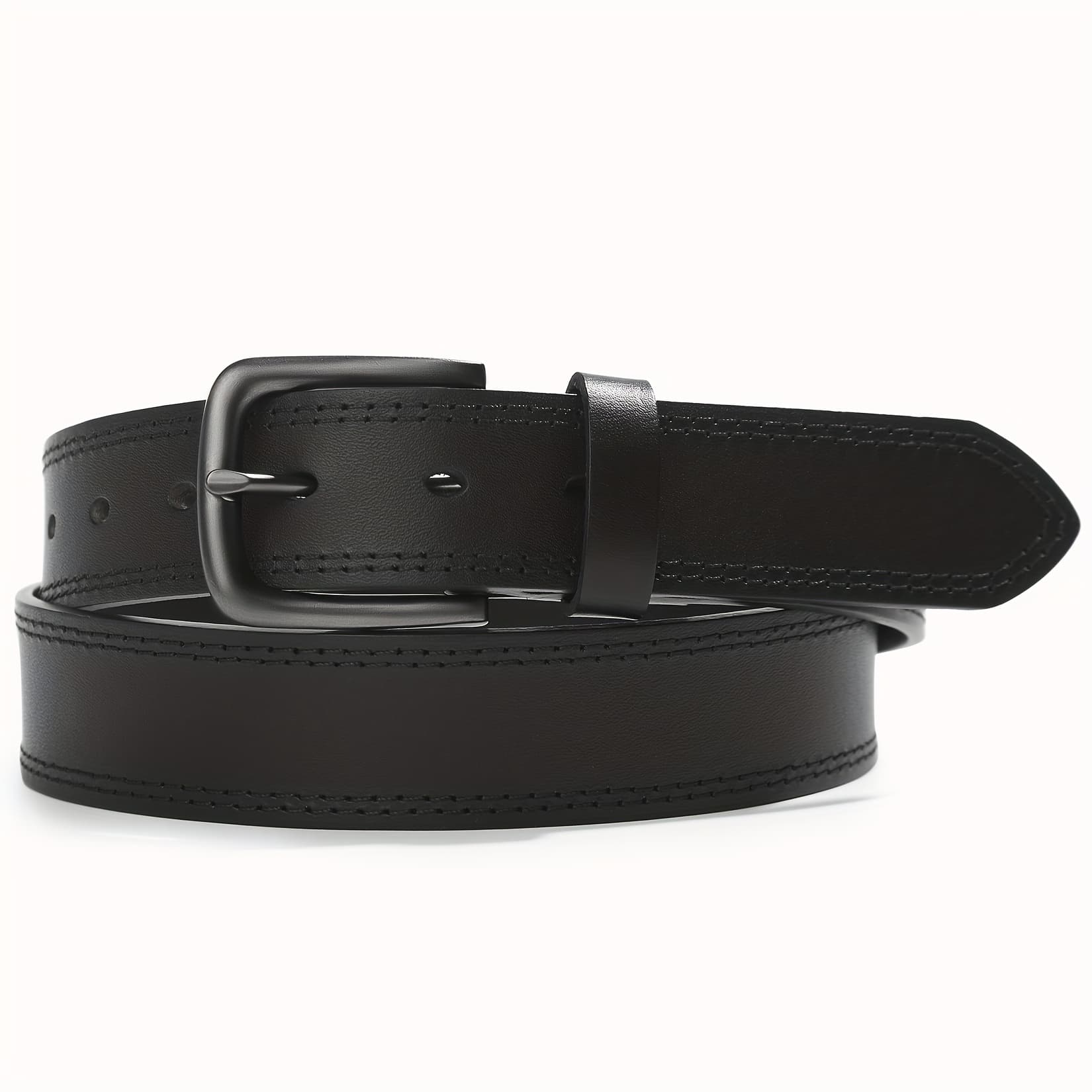 TEMU Men's Full Grain Leather Belt, Fashionable And For Work, Business, And Casual Attire