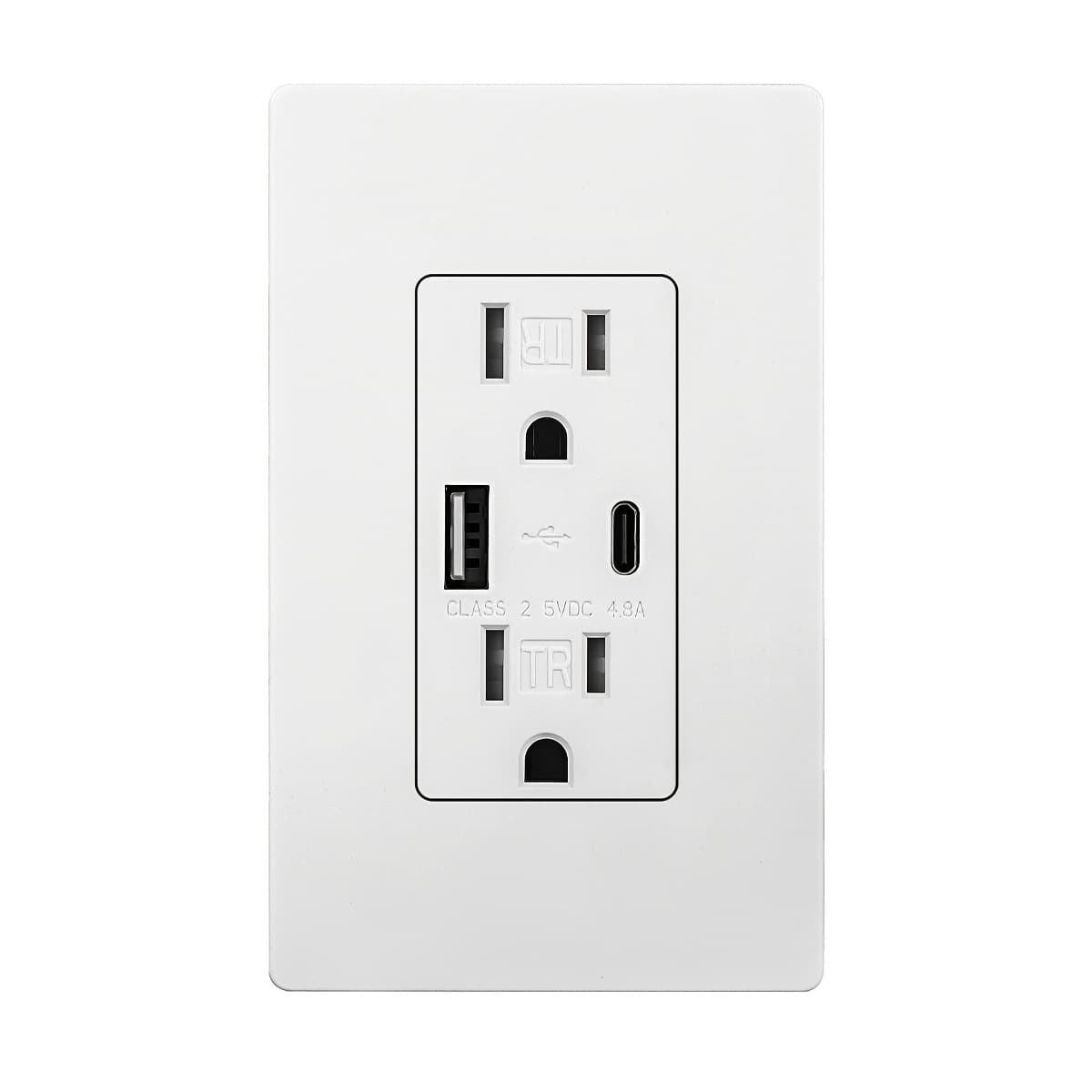 TEMU Moes 1 Pack Usb Outlets, Type-c & Usb-a Ports, 5vdc 4.8a Fast Charging 24w, Tamper-resistant, Standard Us Wall Box Compatible, Screwless Wall Plate Included, 15/20amp Or White
