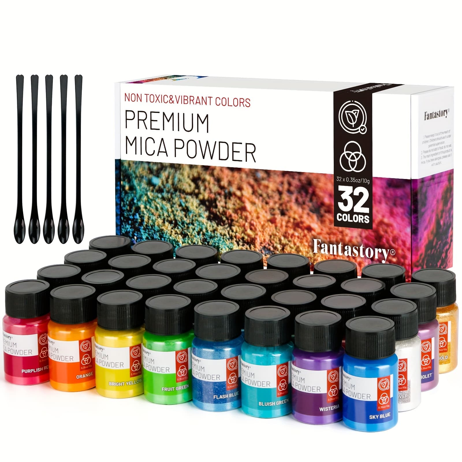 TEMU 32 Colors Mica Powder For Epoxy Resin | Cosmetic Grade Pigment Powder, 0./10g Bottles, Ideal For Halloween, Fall Decor, Christmas - Fantastory