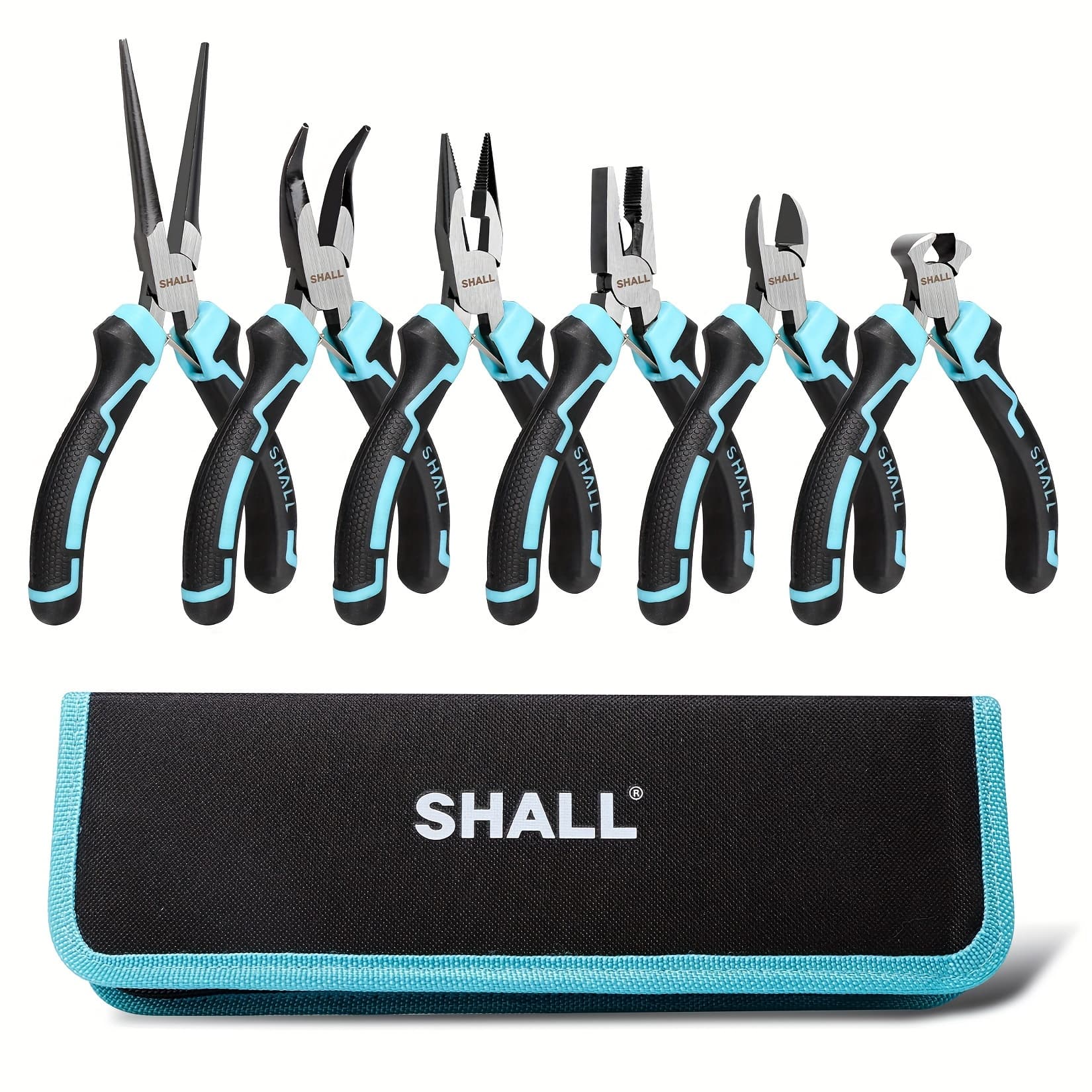 TEMU Shall Mini Pliers Set, 6pcs Small Pliers Tool Set Includes Needle Nose, Long Nose, Bent Nose, Diagonal For Making Crafts, Electronic Repairing & Jewelry With Pouch