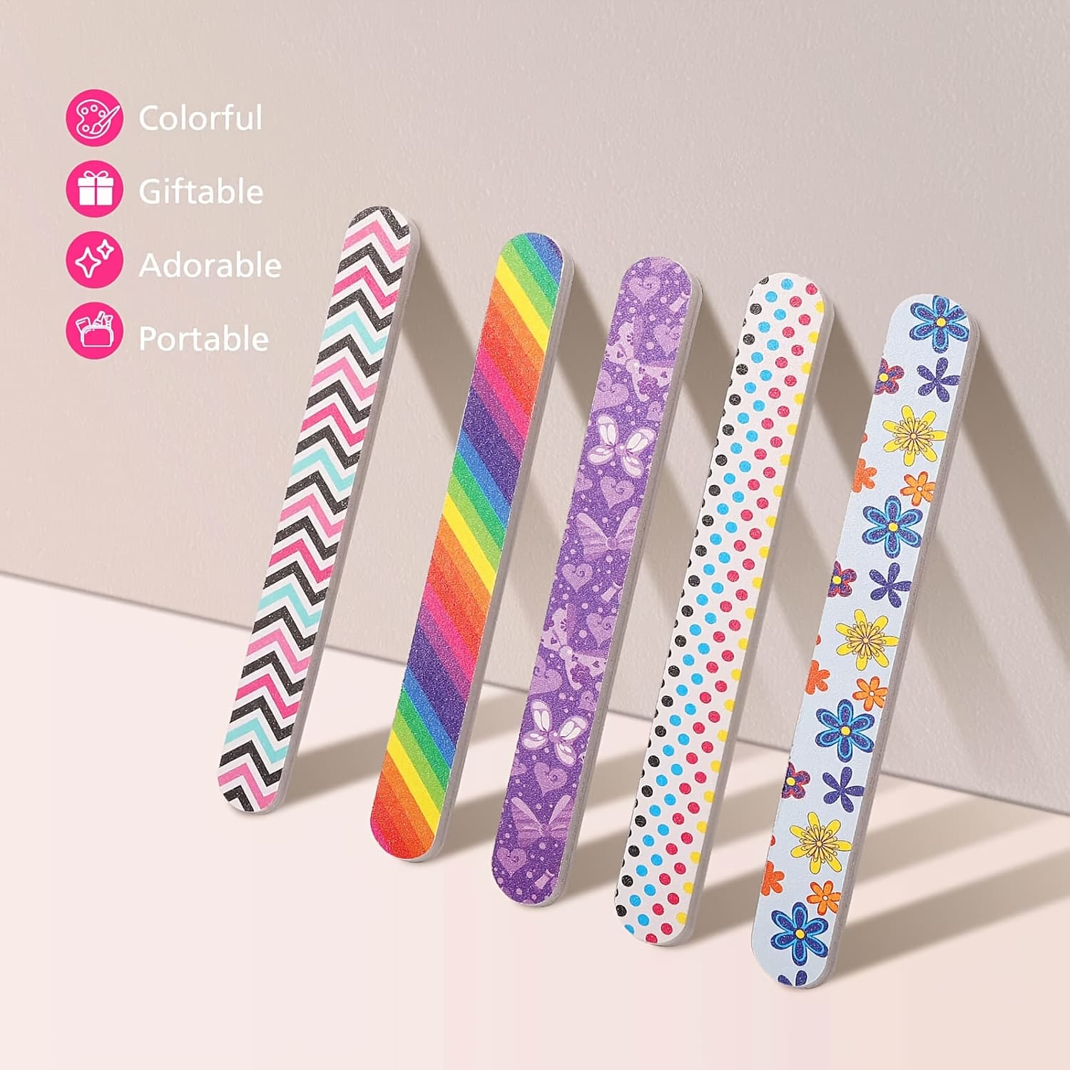 TEMU Professional Nail Files, Colored Double-sided Sanding Board, Nail And Foot Tools, And Nail Buffer Files, Mixed With 6pcs/