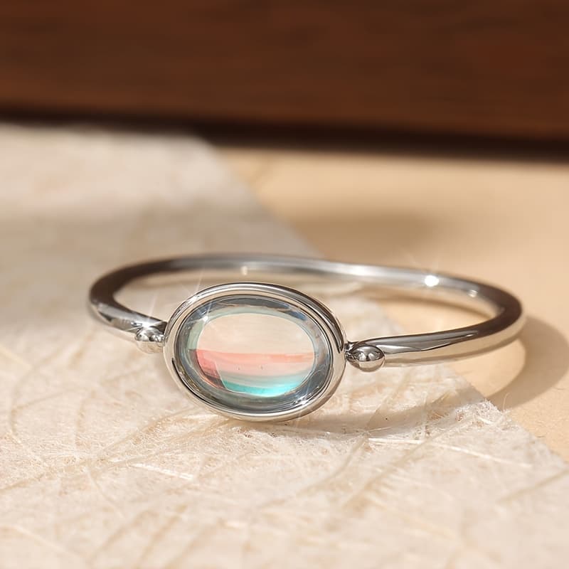 TEMU Bohemian Style Silvery Round Oval Ring For Women Minimalist Rings Gifts Vintage Jewelry