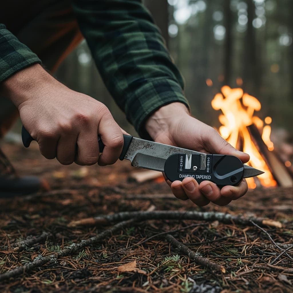 TEMU 1 Portable Knife Sharpener - Steel Multi-angle Sharpening Tool For Camping/fishing/kitchen (compact & Lightweight) - Pocket-sized Hunting & Chef Knife With Non-slip Grip