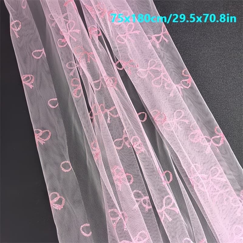 TEMU 1pc, Bow Mesh Tulle Fabrics, Elegant Pink Table Runner, Romantic Wedding Party Table Decoration, Perfect For Pre Cut Fabrics, Wedding Gowns, Dress Skirts, Garment Sewing Supplies