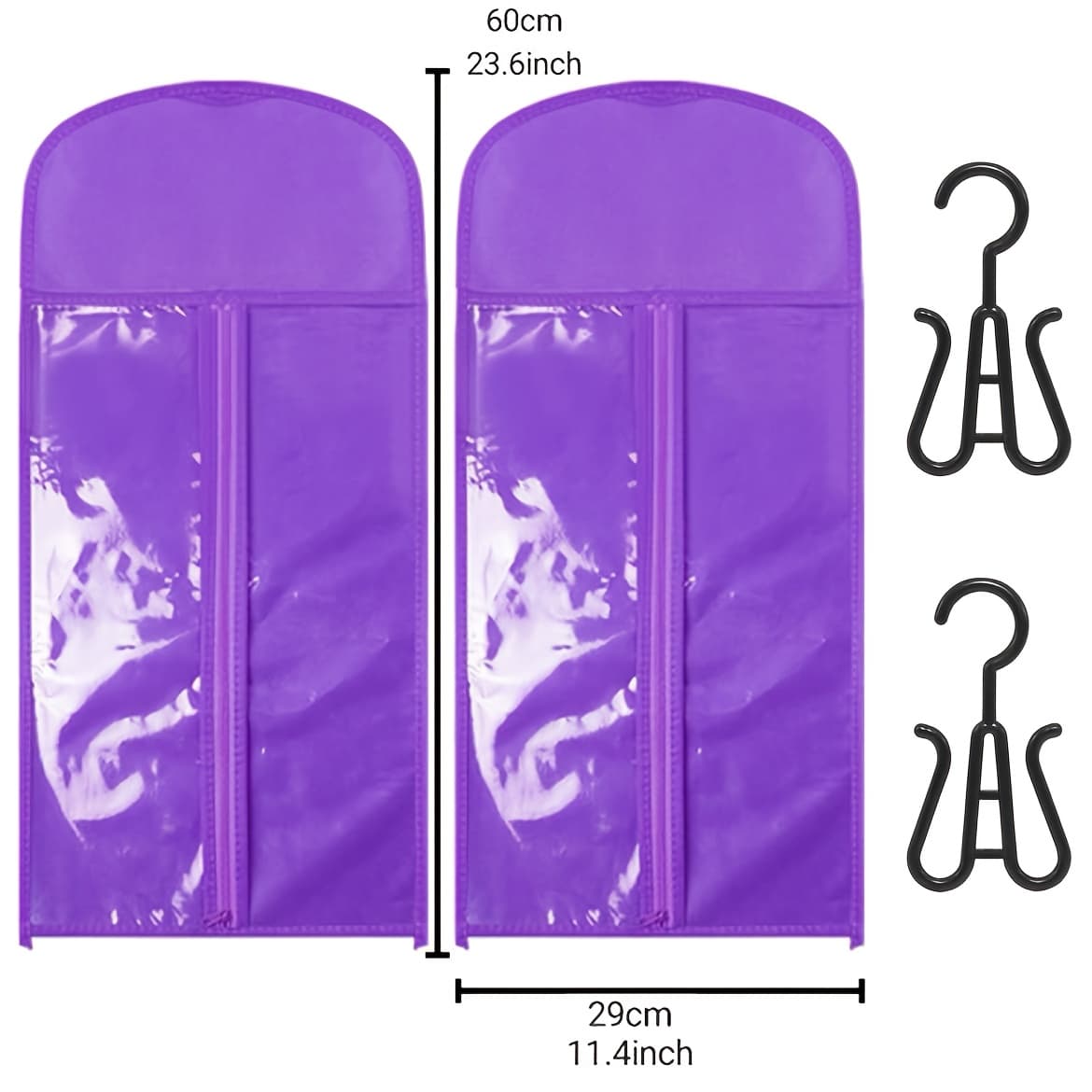 TEMU 4pcs Wig Storage Bag Set, Suitable For Wig Storage And Organization. Includes 2 Bags Measuring Over 60cm And 2 Wig Hangers, An Essential Tool For Wig Storage