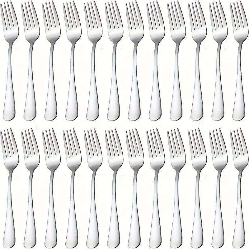 TEMU 24/36pcs Dinner Forks Grade Stainless Steel Silvery Forks, Table Forks, Cutlery Forks, Polished, Dishwasher Safe, For Home Kitchen, Restaurant