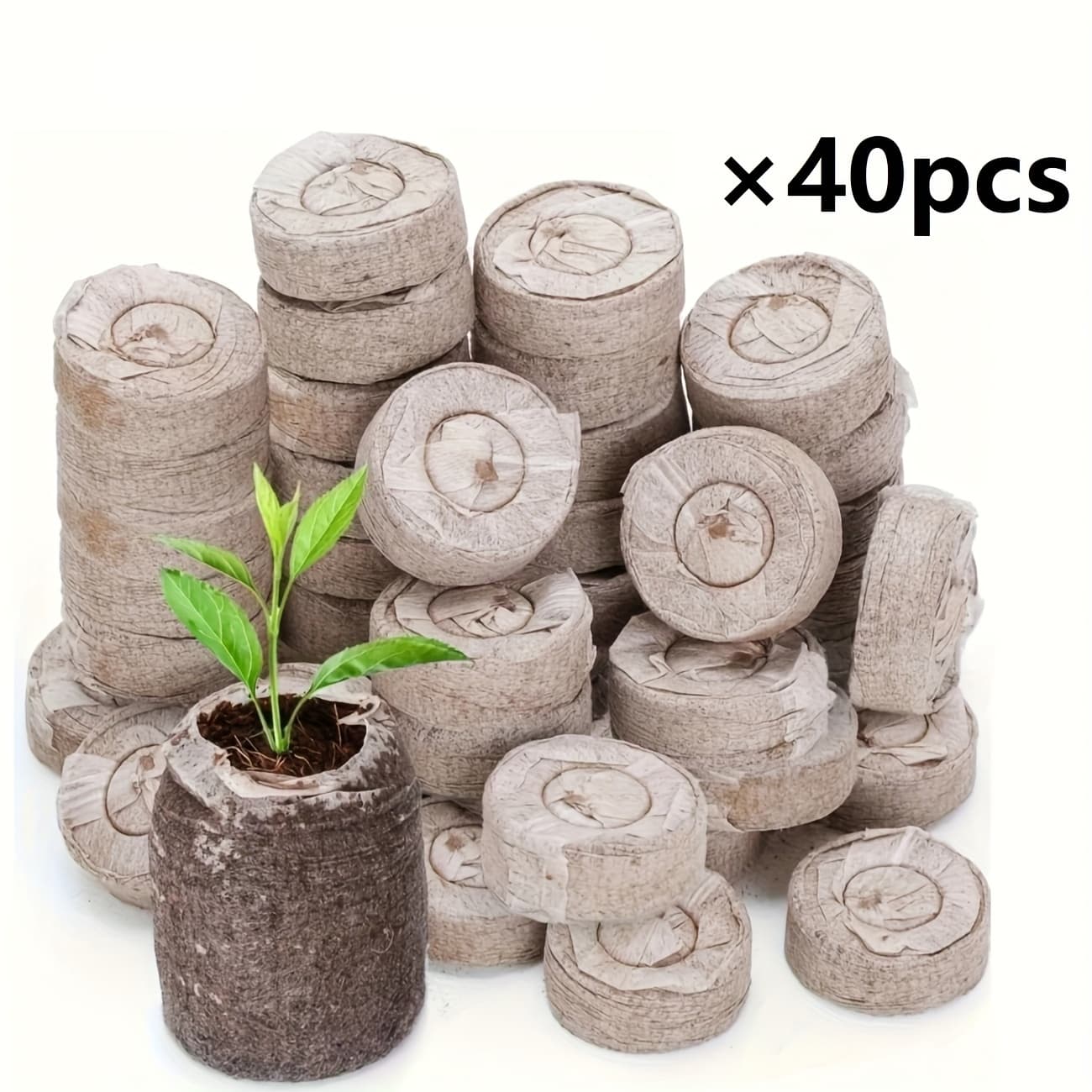 TEMU 40pcs 35mm Compressed Peat Pellets Seed Starter, Peat Pellets For Seedlings, Seed Trays, Flowers, Vegetables, Herbs