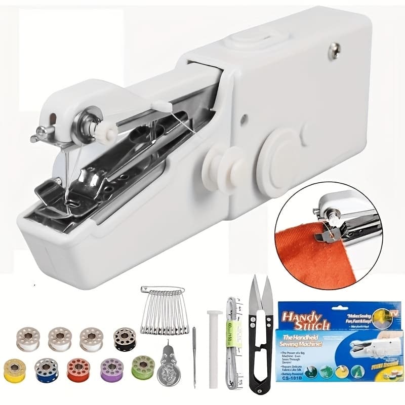 TEMU Portable Cordless Mini Sewing Machine With Accessory Kit - Easy-to-use, Lightweight Handheld Design For Beginners - Ideal For Quick Repairs & Crafts, In