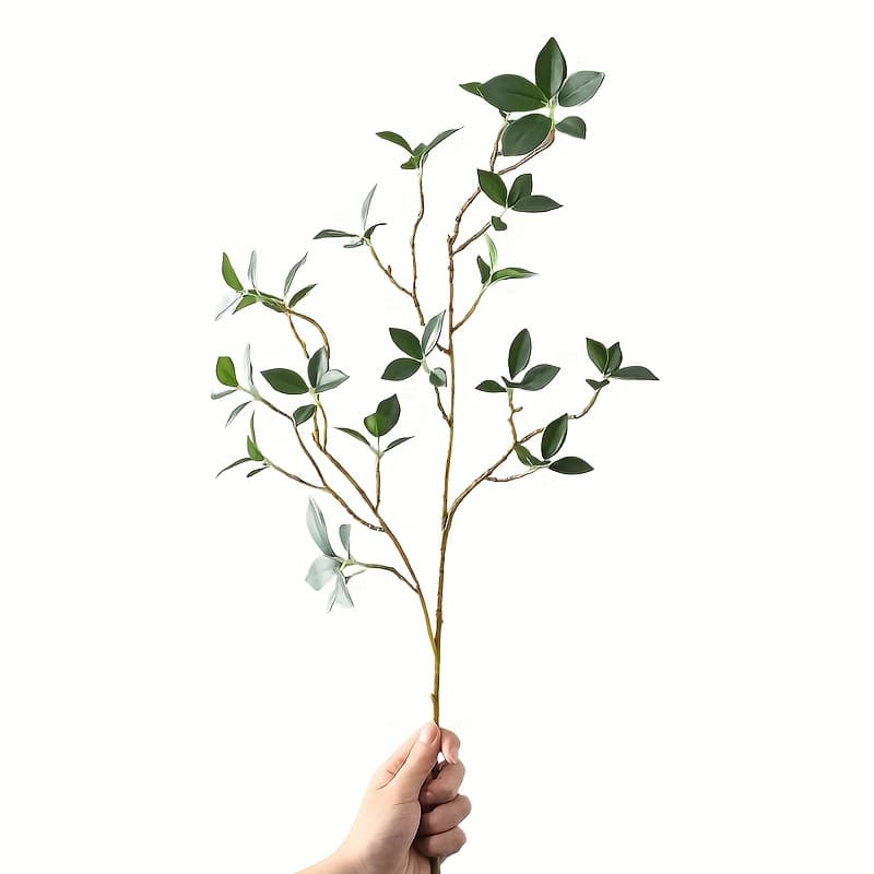 TEMU 1pc Realistic Plastic Faux Leaves Branches - Long Stem Artificial Greenery For Home Decor, Versatile For Room Types & Celebrations