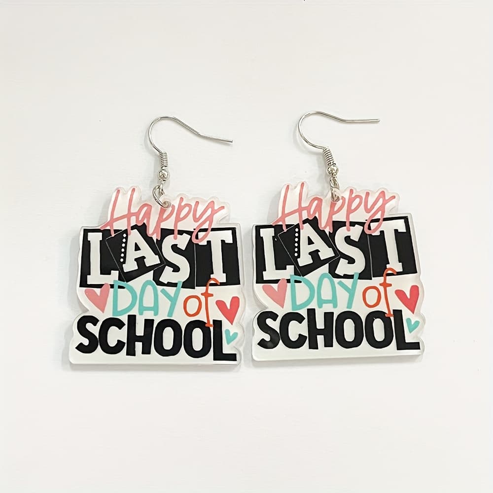 TEMU Teacher's Of School Earrings Cartoon Letter Acrylic Pendant Women's Fashion Dangle Earrings