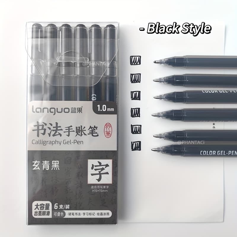 TEMU 6 Calligraphy Journal Pens 1.0mm Colored Gel Pens Large Capacity Drawing Graffiti Notebook Gel Pens