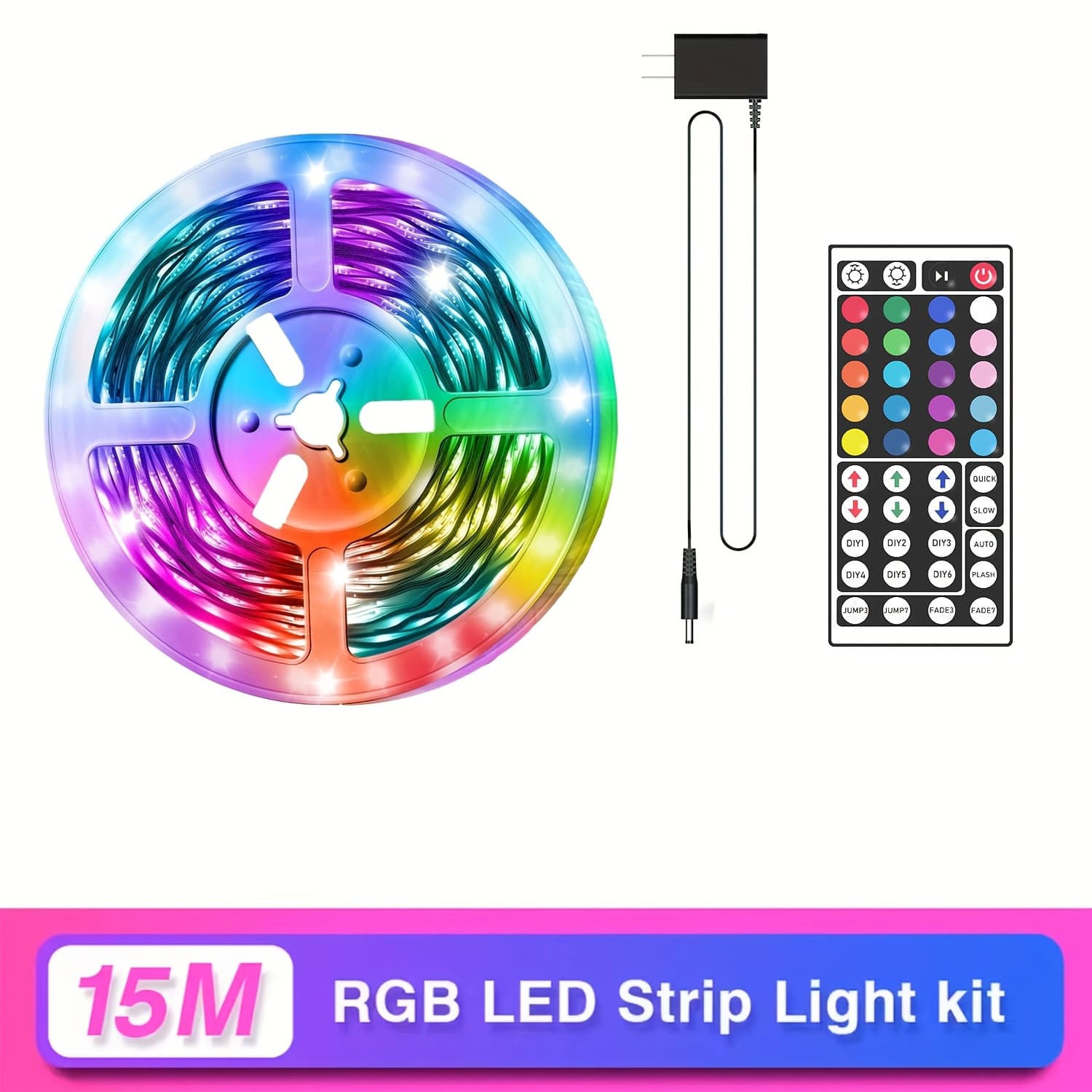 TEMU Nbbuff Led Strip Lights 50ft/100ft, Smart Led Strips With 44 Keys Remote Control, Rgb Led Strip, Colorful Led Lights For Bedroom, Decor, Kitchen, Bar, Party, Bed, Wedding Decor