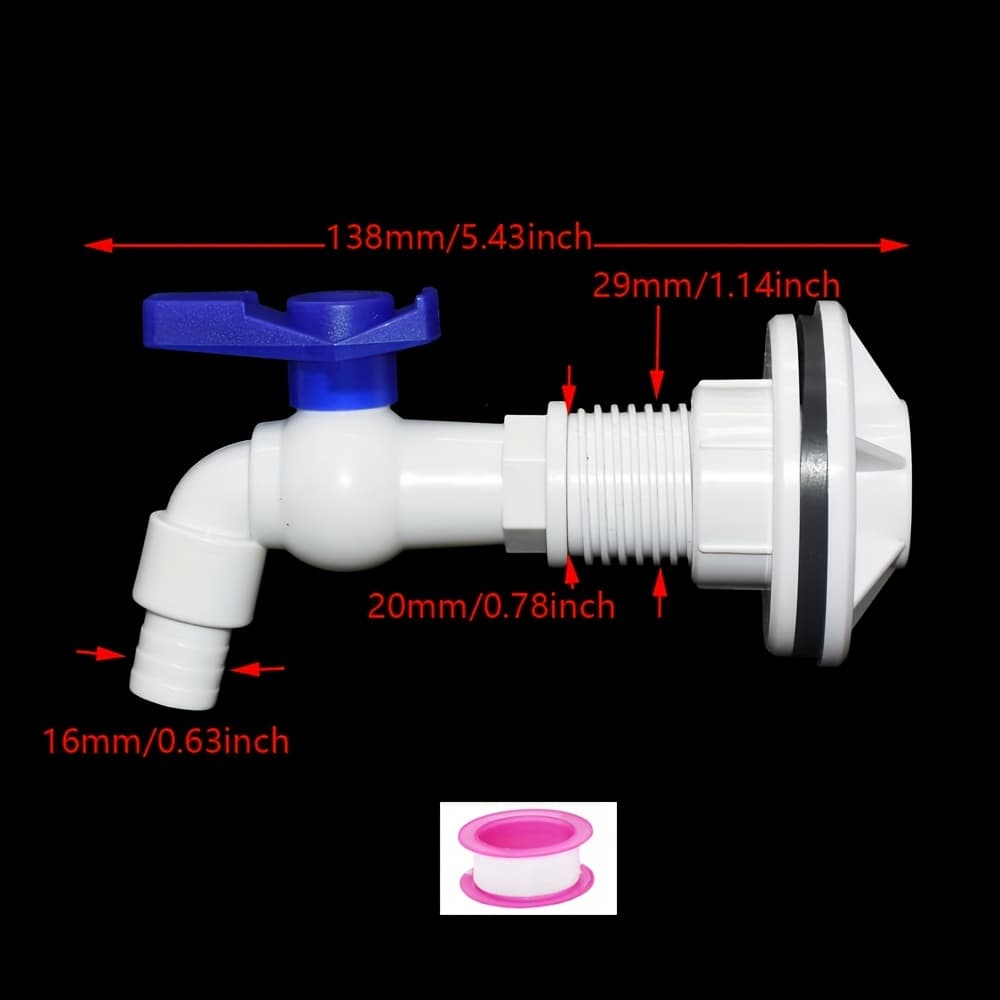 TEMU Easy-to-install 1/2" Plug Adapter For Aquariums And Rain Barrels - Durable Pvc Hose Fittings With Sealing Washers, Suitable For Fish Tanks, Irrigation, And Systems