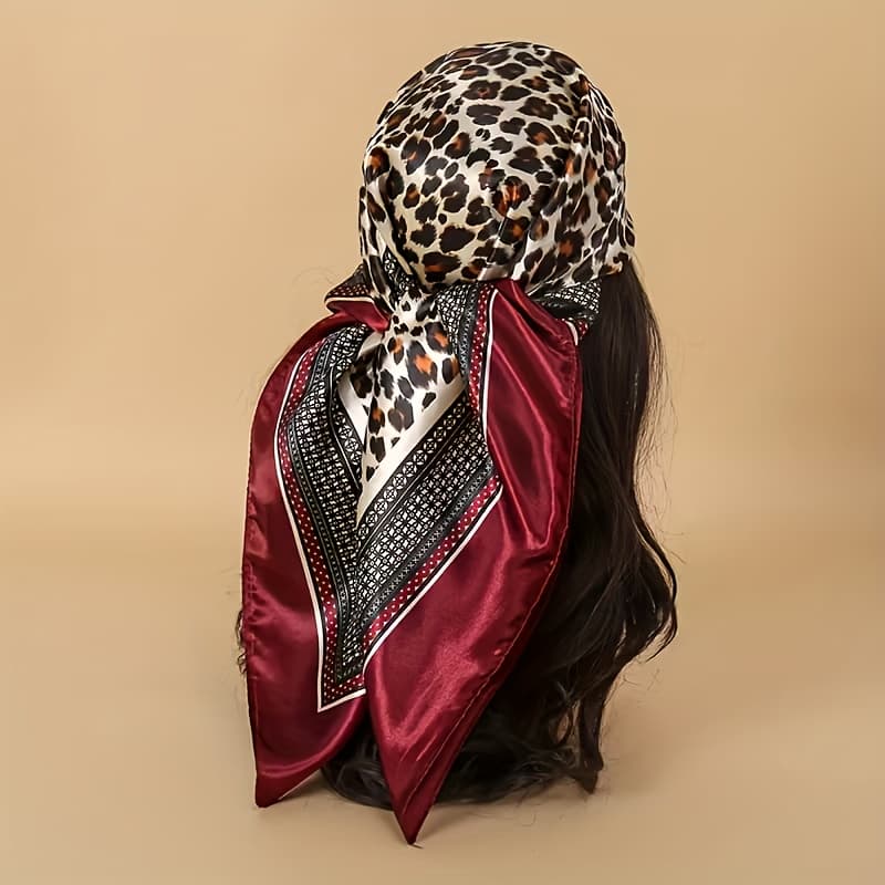 TEMU Fashionable Leopard Print Scarf, Versatile Use, Made Of Material, Suitable For Daily , Festive Parties, And In All