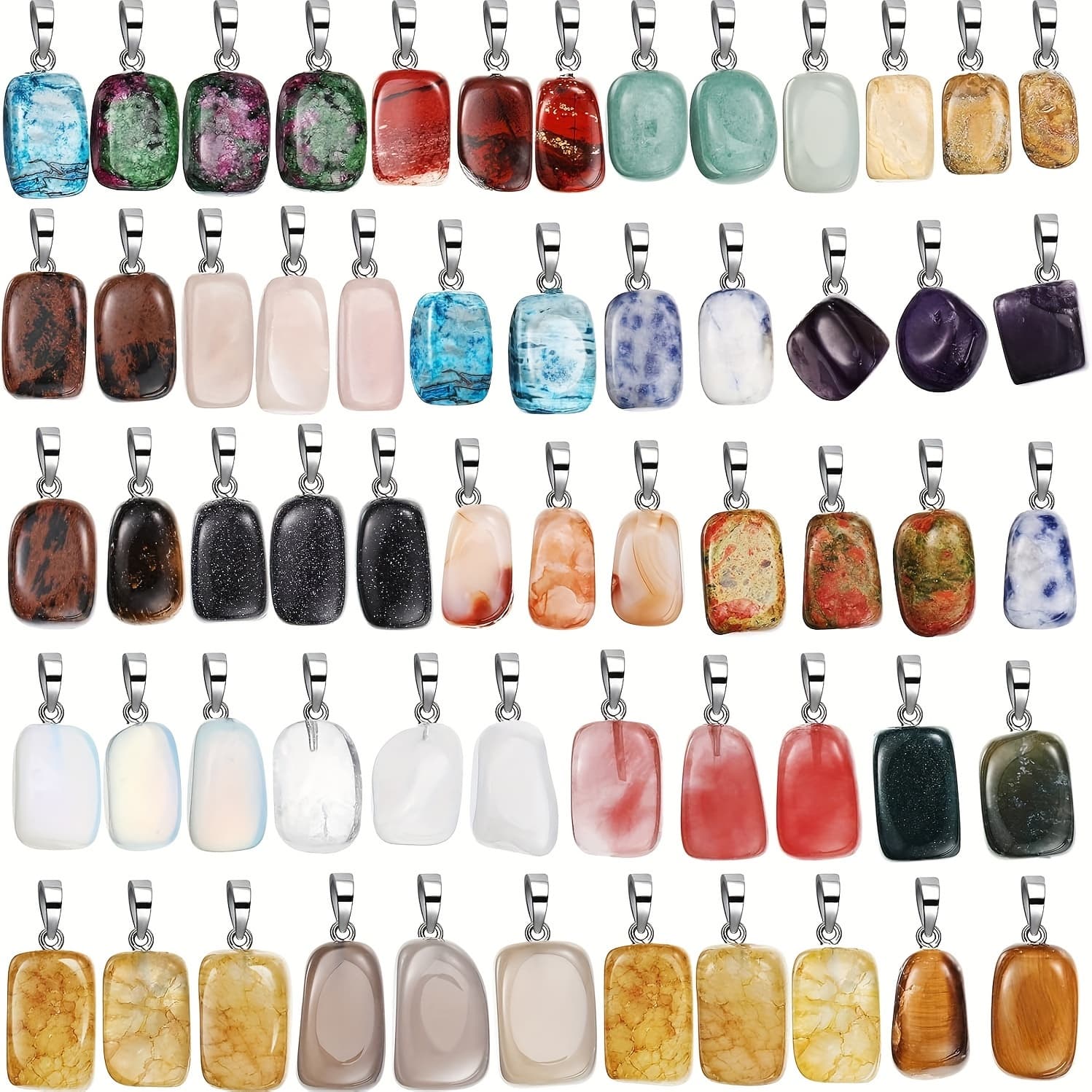 TEMU 60pcs Pendants Natural Charms Irregular Stone Gemstone Beads Quartz Charms Bulk For Jewelry Making Diy Necklace Earring Christmas Birthday Gifts