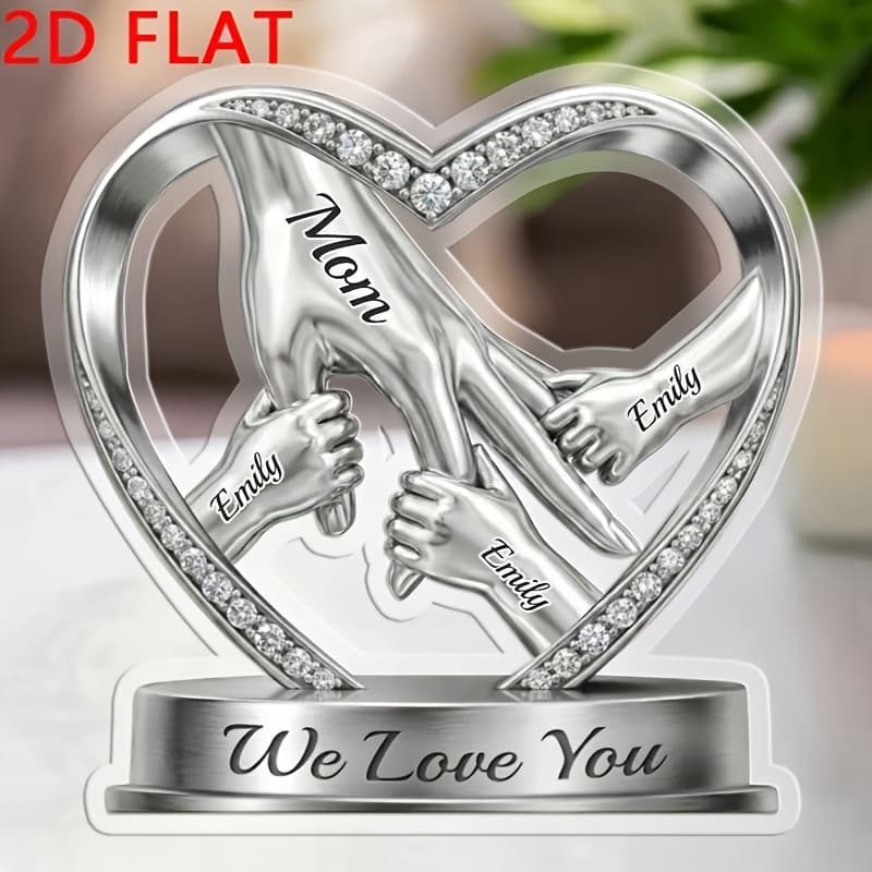 TEMU [2d Flat] [2d Flat] Custom Acrylic Hand-in-hand Decorative Plaque - /birthday Personalized Gift For Mom, Grandma -