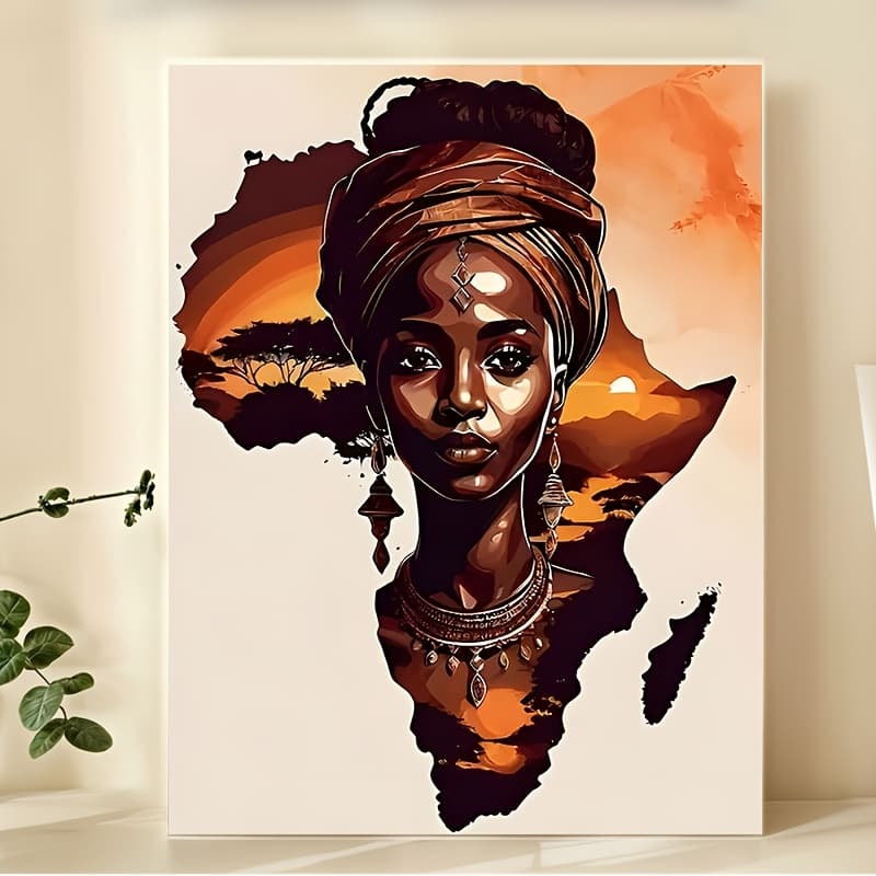 TEMU Modern African Tribal Women Canvas Art Print - Frameless, Waterproof Abstract Wall Decor For Living Room, Bedroom, Office, Dining & Bar - Unique Creative Gift, 12x16 Inches, Room Decor