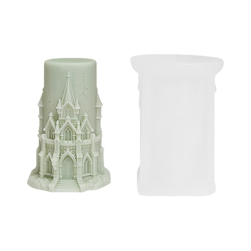 TEMU Desktop Decoration Handmade Gift Candle Fragrance Self-made Mold Castle Gothic Style Fragrance Candle Making Silicone Mold